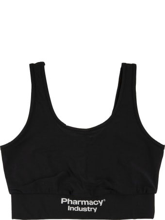 Pharmacy Industry Black Sports Crop Top With Logo