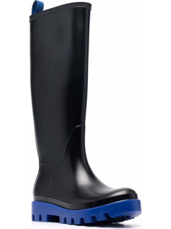 GIA BORGHINI Tall Black Rain Boot In Rubber