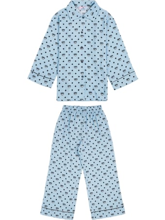 Chiara Ferragni Logomania Blue Viscose Pajamas