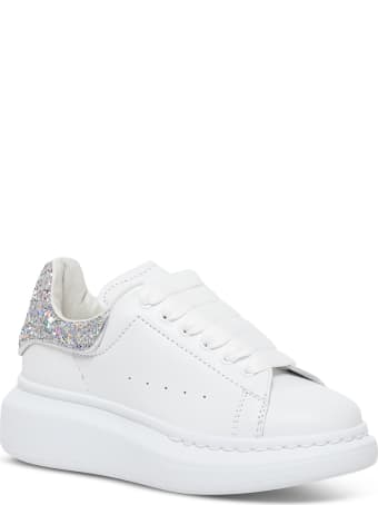 Alexander McQueen Oversize Leather Sneakers With Glitter Inserts