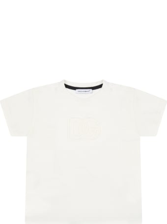 Dolce & Gabbana Ivory T-shirt For Baby Kids With Logo