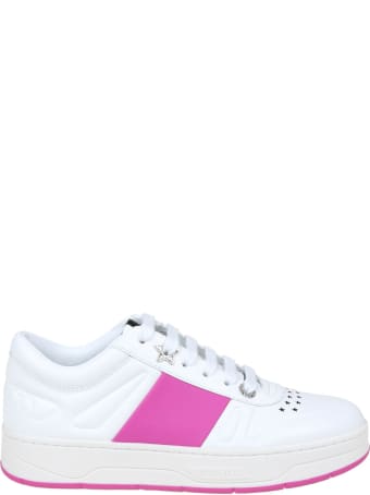 Jimmy Choo Hawaii Sneakers In White And Fuchsia Leather