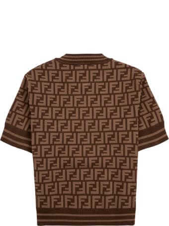 Fendi Brown T-shirt In Ff Viscose Blend