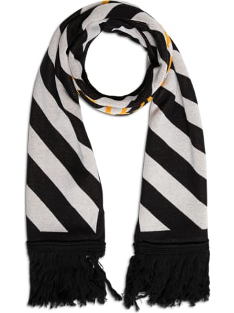 Off-White Cotton Blend Scarf With Arrows Print