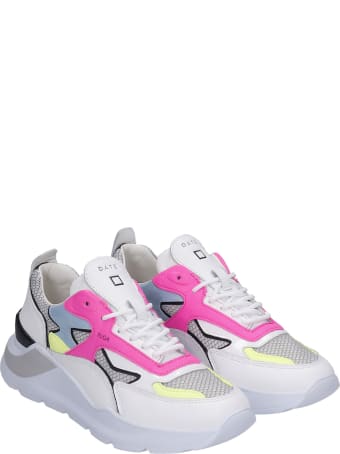 D.A.T.E. Fuga Sneakers In White Leather And Fabric