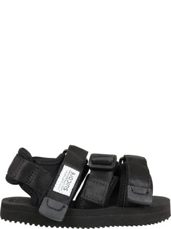 SUICOKE Black "kisee " Sandals For Kids With Logo