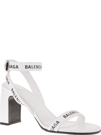 Balenciaga White Sandal With Logoed Straps