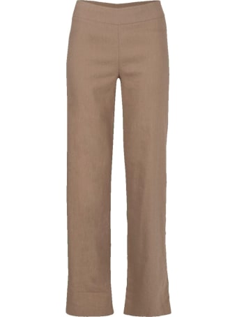 Avenue Montaigne Long Stretch Linen Wide Leg Pants