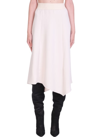Theory Combo Flare Skirt In Beige Polyester