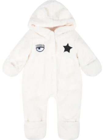 Chiara Ferragni White Babygrow For Baby Girl