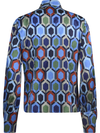 Eddy Monetti Printed Bow Silk Shirt
