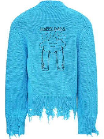 Riccardo Comi Light Blue "happy Day" Cardigan For Kids