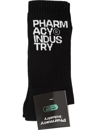 Pharmacy Industry Man Black Socks With White Logo