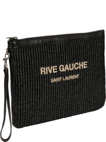 Saint Laurent Top Zip Knit Logo Clutch
