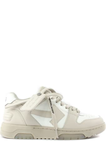Off-White White And Beige Leather "ooo" Sneakers