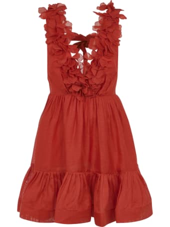 Zimmermann Floral Applique Sleeveless Dress
