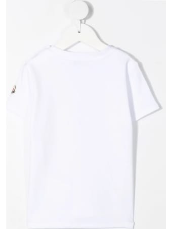 Moncler White Newborn T-shirt With Logos And Tricolor Detail