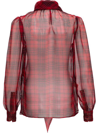 Saint Laurent Check Blouse In Crêpe Chiffon