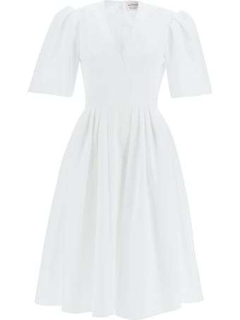 Alexander McQueen Cotton Piquet Midi Dress