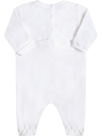 Moschino White Babygrow For Babykids With Teddy Bear