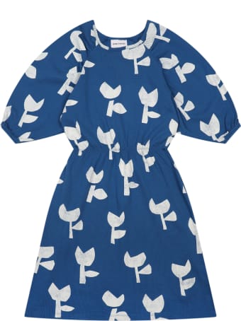 Bobo Choses Blue Dress For Girl With Poppies