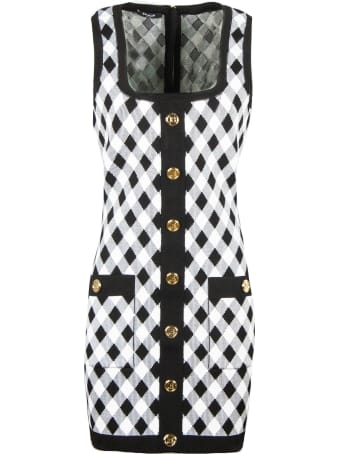 Balmain Black Check-print Minidress