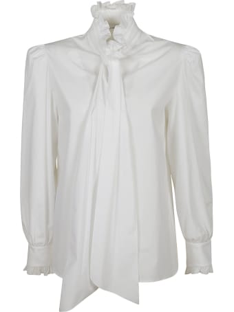 Alberta Ferretti Ruffled Collar Bow Applique Shirt