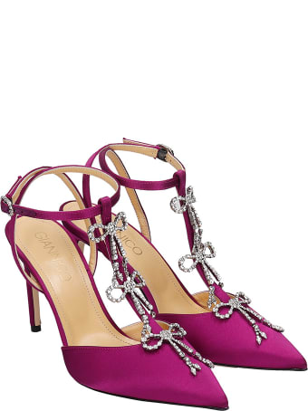Giannico Merry Sandals In Fuxia Satin