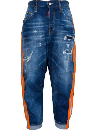 Dsquared2 Bicolor Jeans With Side Bands Detail
