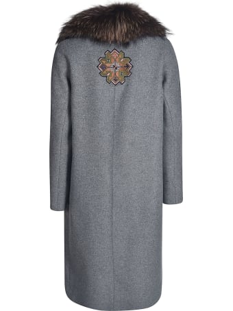 Bazar Deluxe Furry Detailed Double-breasted Coat