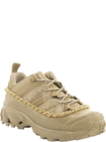 Burberry Chain Detail Suede And Leather Arthur Sneakers