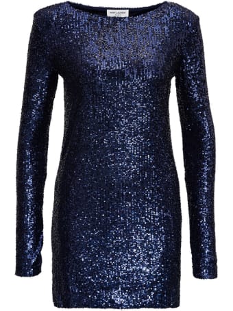 Saint Laurent Blue Sequin Dress