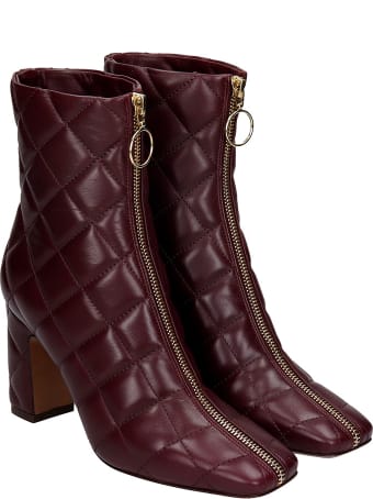 L'Autre Chose High Heels Ankle Boots In Bordeaux Leather