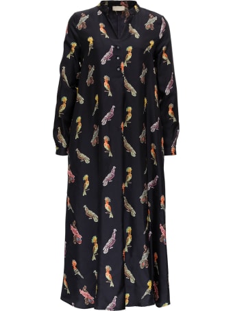 Momonì Birds Long Silk Dress
