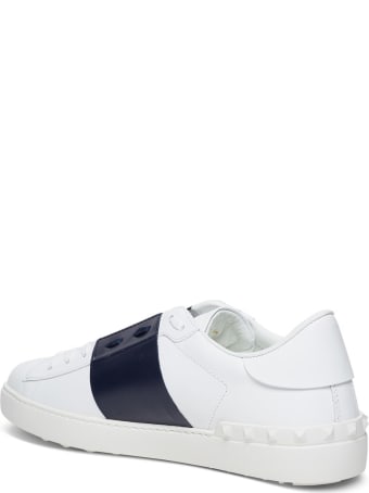 Valentino Garavani Open Sneakers In White And Blue Leather