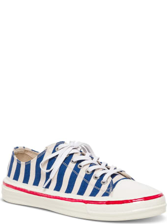 Marni Striped Canvas Sneakers With Logo
