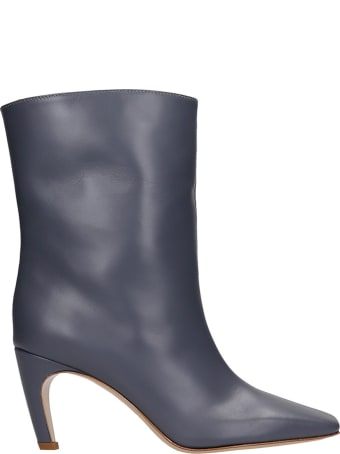 GIA COUTURE Atena 80 High Heels Ankle Boots In Grey Leather