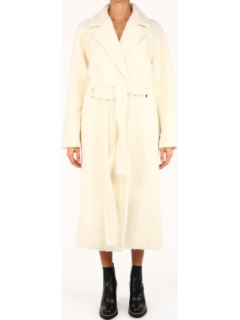 Ganni Boucle Wool Long Wrap Coat