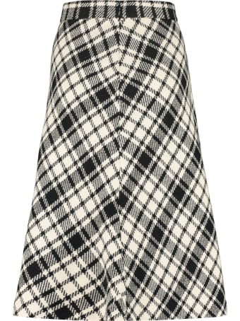 Miu Miu Check Motif Virgin Wool Skirt