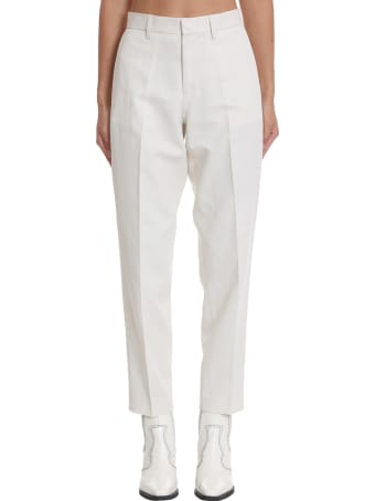 A.P.C. Raphaelle Pants In White Cotton And Linen