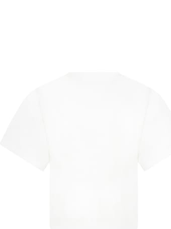 Raquette White T-shirt For Kids With Logo