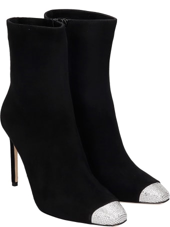 Giannico Lauren High Heels Ankle Boots In Black Suede