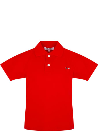Comme des Garçons Play Red Polo T-shirt For Kids With Logo