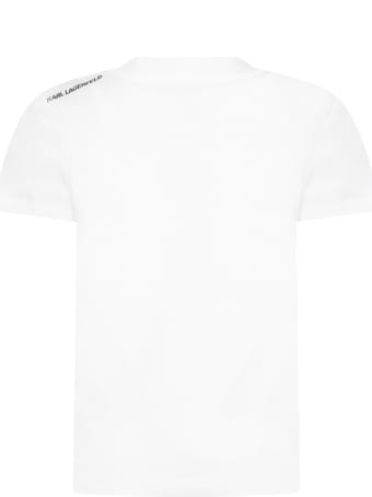 Karl Lagerfeld White T-shirt For Kids With Logo
