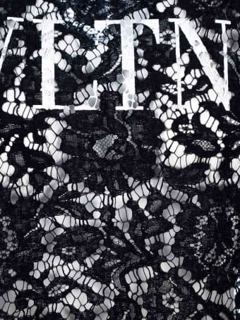 Valentino Logo Print Lace-layered T-shirt