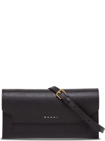 Marni Crossbody Bag In Grained Leather With Logo