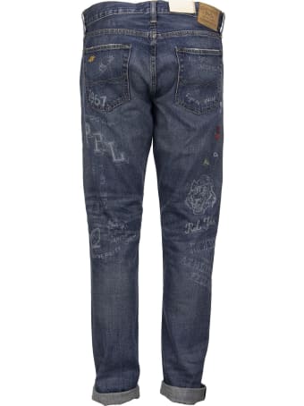 Ralph Lauren Denim Jeans With Lettering And Patches