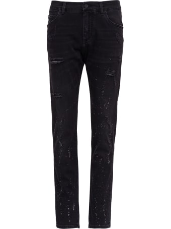 Dolce & Gabbana Ripped Jeans With Dripping Detail