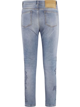 Ermanno Scervino Floral Applique Cropped Jeans