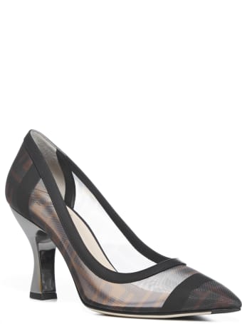 Fendi Colibri Ff Mesh And Leather Pumps